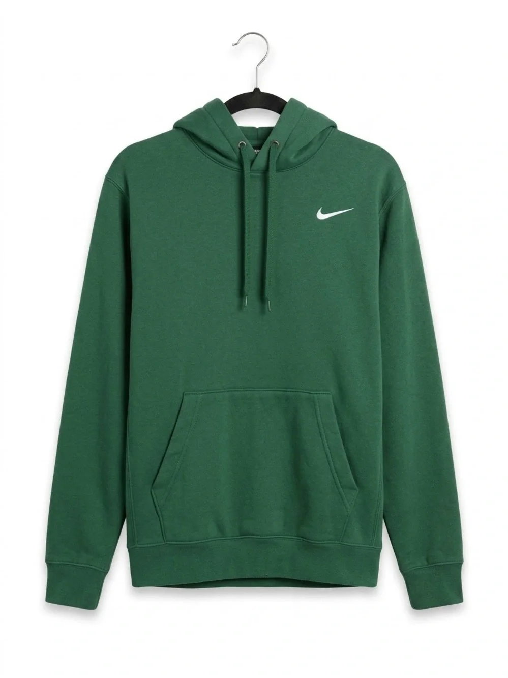 Nike Men's Dark Green Pullover Hoodie with White Swoosh
